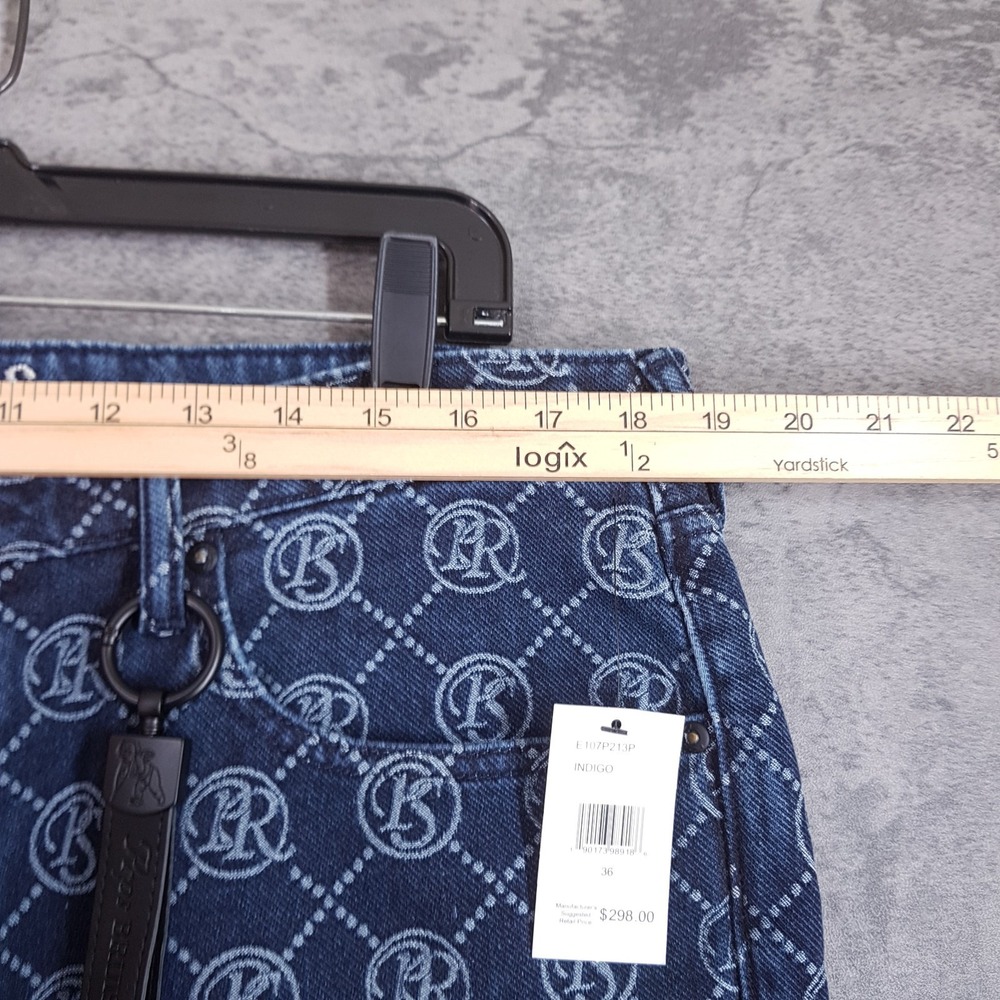 PRPS Demon Slim Straight Monogram Jeans Mens 36x34 Indigo Blue E107P213P - Picture 7 of 8